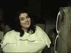 Very big girl takes her shirt off to show her massive milk jugs to the camera