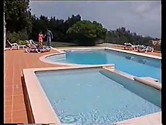 Two horny babes were at the swimming pool and needed help to get an orgasm