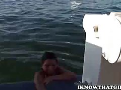 Dirty brunette in bikini is ready for some kinky sea side sex adventures
