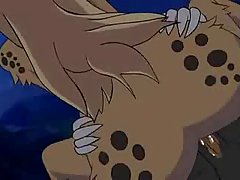 Busty cartoon girl opens her mouth wide to swallow dick and make it very hard