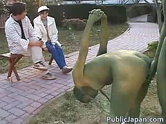 Couple in Japan pretend to be a piece of art when they are fucking in public instead