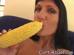 Kinky Sarah likes to play with vegetables and to masturbate until she has an orgasm