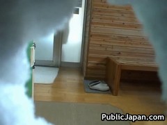 Hidden camera in the female changing room show spicy looking ladies getting ready for a bath