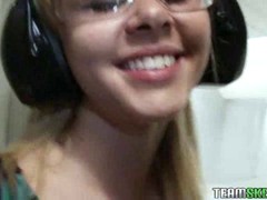 Lomlu blonde girlfriend with trimmed pussy enjoys cock sucking and riding