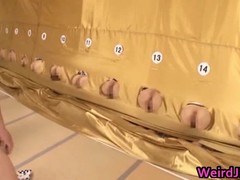 Frisky Japanese girl with amazing ass lets men tease her holes for a low fee
