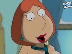 Red haired cartoon wife was sucking her fat husband's dick and then started riding it
