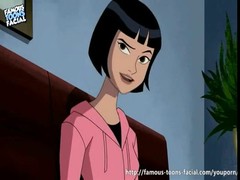 Cartoon brunette is sucking meat stick until it explodes all over her cute face
