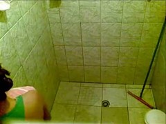 Pervert voyeur made a video of his hot girlfriend having a bath in his bathroom.