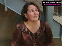 Fat ass housewife with layers of meat is getting munched on by a professional