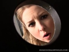Sunny Lane found a gloryhole in a public toilet and decided to have some fun