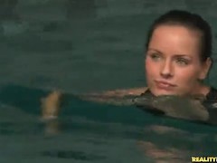 Amazing looking brunette with an ass to die for bent over and taken for a hardcore spin