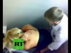 Russian babes were getting nailed in a public toilet and caught on tape by a hidden camera