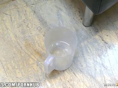 Blond chick is getting nailed by her handsome plumber after he was done with his job