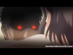 Busty Hentai girl's pussy starts dripping when her lover starts playing with her huge tits