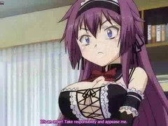 Beautiful Hentai French maid is rubbing her boss's hard dick until he explodes from pleasure