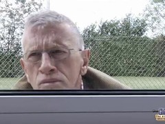 Kinky brunette Bettina let old prick to suck her hard nipples and fuck tight pussy