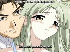 Blonde hentai housemaid follows her master to the bedroom for a ride on top of his cock