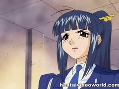 Anime girls with big tits and their redhead fuck friend with big muscles and a big cock