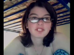 Cute student with natural tits opens her legs, fingers herself and squirts