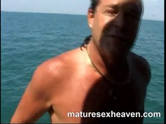 Granny is getting her old pussy taken care of by the guys on a yacht who love to party
