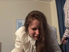 Nerdy schoolgirl was being very bad, so she deserved to get spanked until her ass turns red