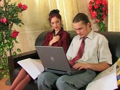 Natali is always wearing erotic stockings because it turns on her boss, more than anything else