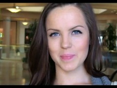 Lovely girl is showing her nice tits to a stranger, because he gave her money