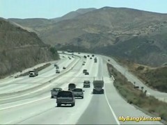 Hot blonde is sucking dicks in a huge van to show her gratitude for the ride she got
