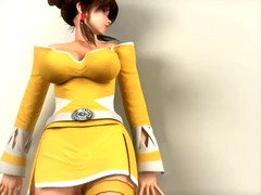Animated chick with gigantic tits is getting fresh cum all over her skin, after she got fucked