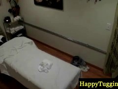 Korean masseuse is giving a special dick massage to her client, with her soft palms and pussy