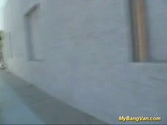 Blonde lady met a group of guys and got in their van to have sex with them