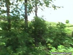 Sexy hitchhiker ends up sucking a stranger's dick in a public place, because she got very excited