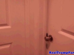 Blye- eyed blonde in yellow shirt is having a threesome and enjoying more than ever before