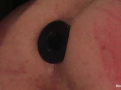 Hot mistress puts on a strap- on and demands that her slave sits on it