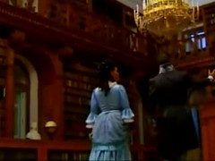 Gorgeous lady in vintage dress is having anal sex for the first time, in her castle