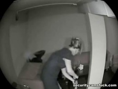A hidden camera caught a naughty cleaning lady and a married guy while they were having sex
