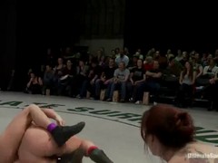 After wrestling was over, girls started fingering each other's pussy in front of the audience