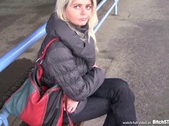 Slutty blonde was picked up from the bus station and fucked in a stranger's apartment