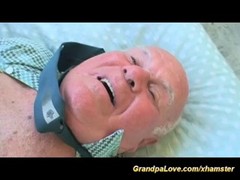 Blonde whore is having sex with an older guy because she needs a lot of money