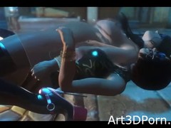Animated ladies are having sex with each other and using a strap- on for additional pleasure
