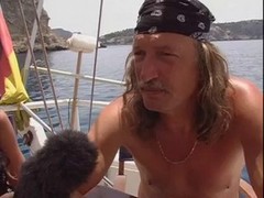 Germal women and men went to their friend's yacht to have group sex all day