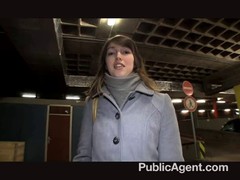 Shy girl, Lydia got fucked and creampied for money, in the car, on a parking lot