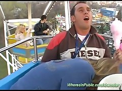 Young babe met a guy in the fun park and asked him to fuck her brains out