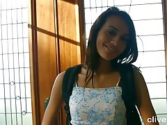 Beautiful teen is rushing to take off her clothes because she wants to get banged good