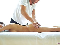 Young girl is making love with her massage therapist every time she goes to his office