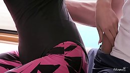 Sporty girl was just done with her workout routine when her boyfriend came to fuck her