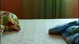 Sexy college girl and her partner are making love in the bedroom, all day long