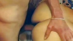 Mature blonde woman is getting her hairy pussy stimulated in many ways, in front of the camera