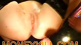 Horny woman deserved to get gangbanged, because she sucked many dicks as deep as she could
