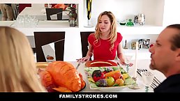 Two lovely ladies are about to finish lunch and get down and dirty with their partners